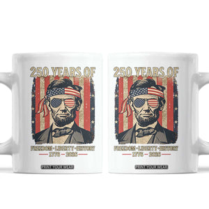 Abraham Lincoln Freedom Retro Coffee Mug 250 Years of Freedom Liberty History TS14 White Print Your Wear
