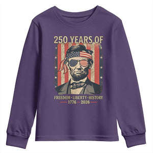 Abraham Lincoln Freedom Retro Youth Sweatshirt 250 Years of Freedom Liberty History TS14 Purple Print Your Wear