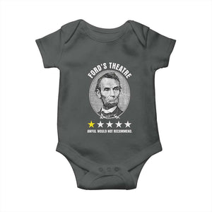 Abraham Lincoln History Teacher Baby Onesie Ford's Theatre Awful Would Not Recommend TS14 Dark Heather Print Your Wear