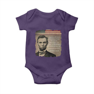 Abraham Lincoln Quote Baby Onesie American History Teacher School Presidents Day TS14 Purple Print Your Wear
