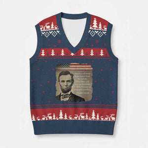 Abraham Lincoln Quote V-Neck Knit Sweater Vest American History Teacher School Presidents Day TS14 Navy Red Print Your Wear