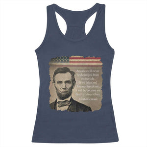Abraham Lincoln Quote Racerback Tank Top American History Teacher School Presidents Day TS14 Navy Print Your Wear