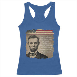 Abraham Lincoln Quote Racerback Tank Top American History Teacher School Presidents Day TS14 Royal Blue Print Your Wear