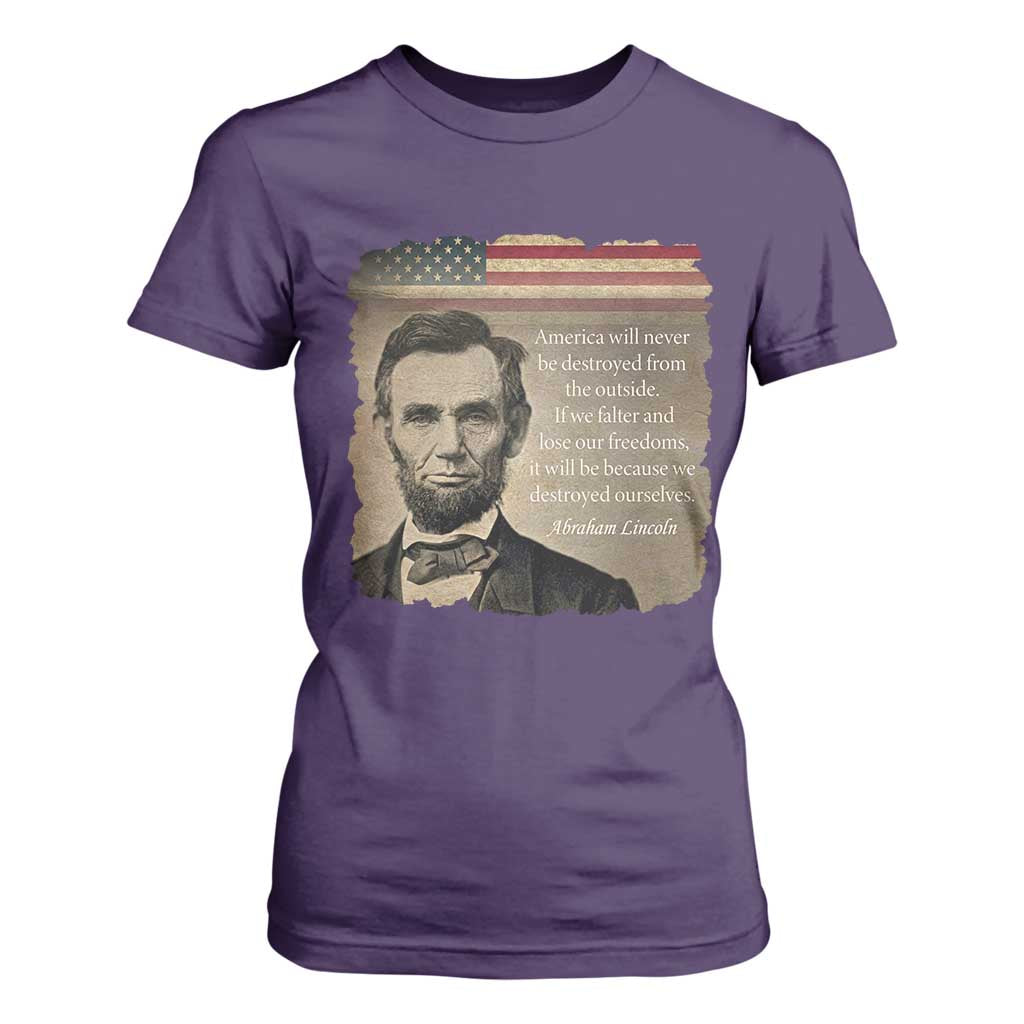 Abraham Lincoln Quote T Shirt For Women American History Teacher School Presidents Day TS14 Purple Print Your Wear