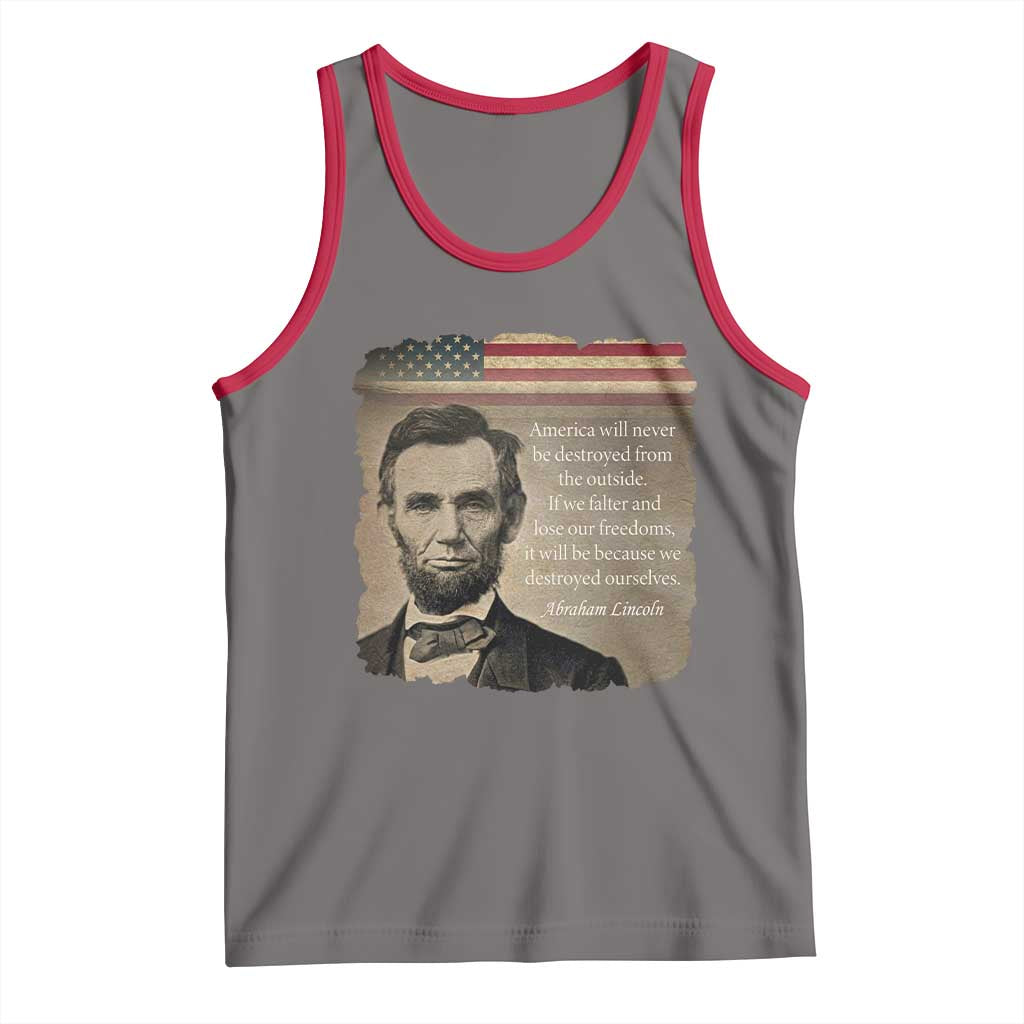 Abraham Lincoln Quote Tank Top American History Teacher School Presidents Day TS14 Deep Heather Red Print Your Wear