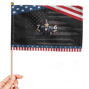 Abraham Lincoln Quote Patriotic Handheld Flag American History Presidents Day TS14 Distressed 8.2" × 5.5" Black Blue Print Your Wear