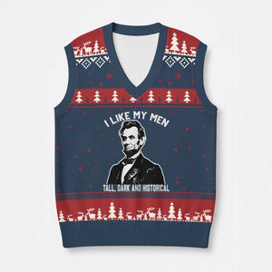 Abraham Lincoln American History V-Neck Knit Sweater Vest I Like My Men Tall Dark and Historical TS14 Navy Red Print Your Wear