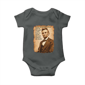 Abraham Lincoln American History Teacher School Baby Onesie TS14 Dark Heather Print Your Wear