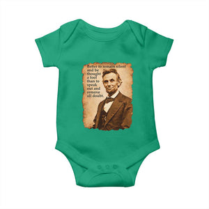 Abraham Lincoln American History Teacher School Baby Onesie TS14 Irish Green Print Your Wear