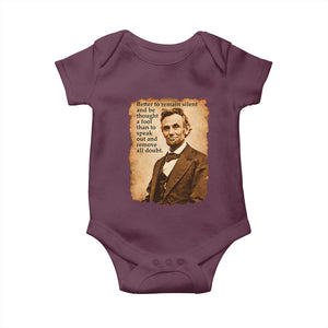 Abraham Lincoln American History Teacher School Baby Onesie TS14 Maroon Print Your Wear