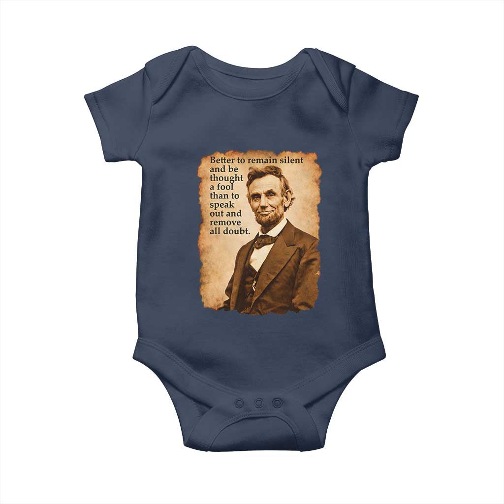 Abraham Lincoln American History Teacher School Baby Onesie TS14 Navy Print Your Wear