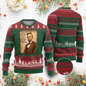 Abraham Lincoln American History Teacher School Ugly Christmas Sweater TS14 Red Green Print Your Wear