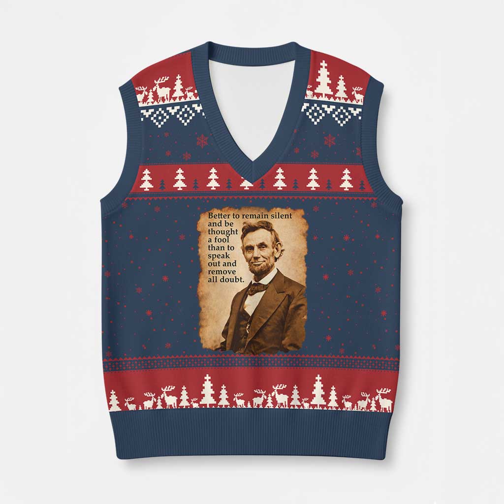 Abraham Lincoln American History Teacher School V-Neck Knit Sweater Vest TS14 Navy Red Print Your Wear