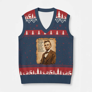 Abraham Lincoln American History Teacher School V-Neck Knit Sweater Vest TS14 Navy Red Print Your Wear