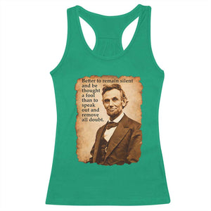 Abraham Lincoln American History Teacher School Racerback Tank Top TS14 Irish Green Print Your Wear