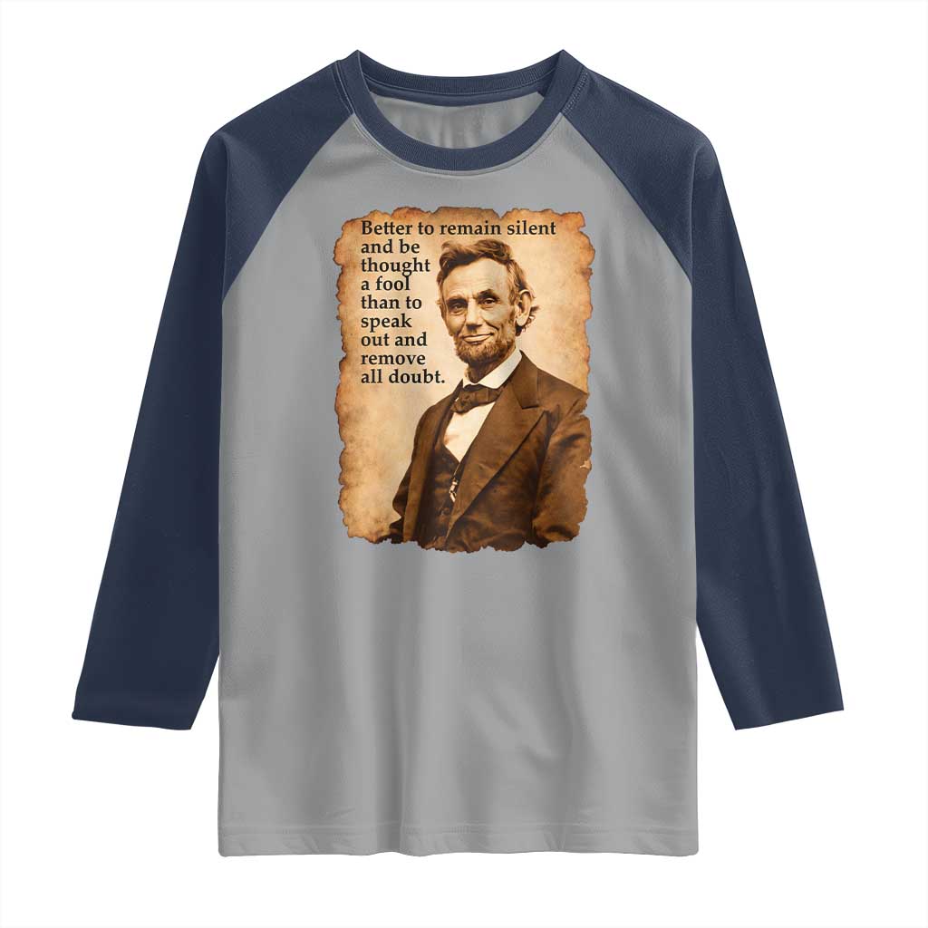 Abraham Lincoln American History Teacher School Raglan Shirt TS14 Sport Gray Navy Print Your Wear
