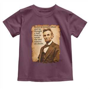 Abraham Lincoln American History Teacher School Toddler T Shirt TS14 Maroon Print Your Wear
