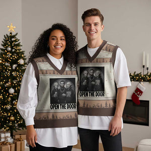 Funny Political American History V-Neck Knit Sweater Vest Abraham Lincoln George Washington and Thomas Jefferson Meme TS14 Mocha Mousse Print Your Wear
