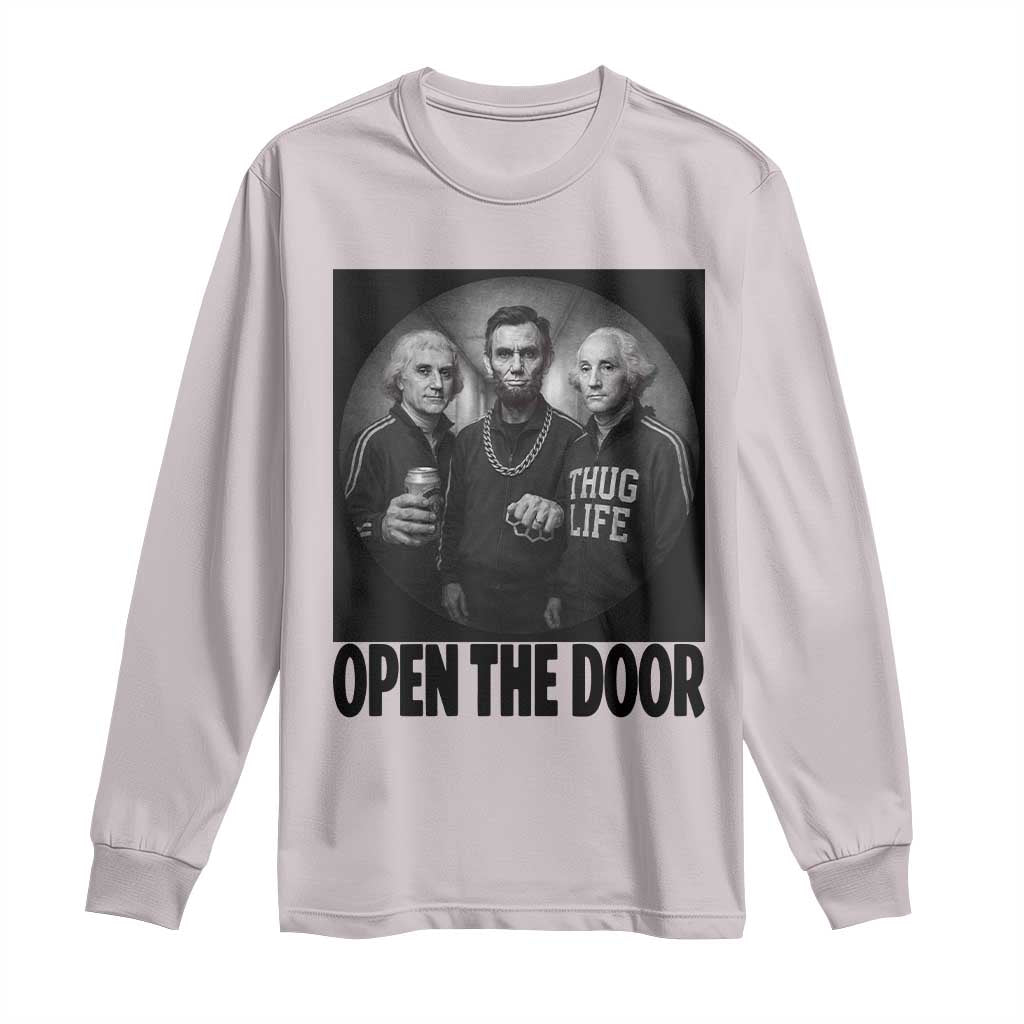 Funny Political American History Long Sleeve Shirt Abraham Lincoln George Washington and Thomas Jefferson Meme TS14 Ice Gray Print Your Wear