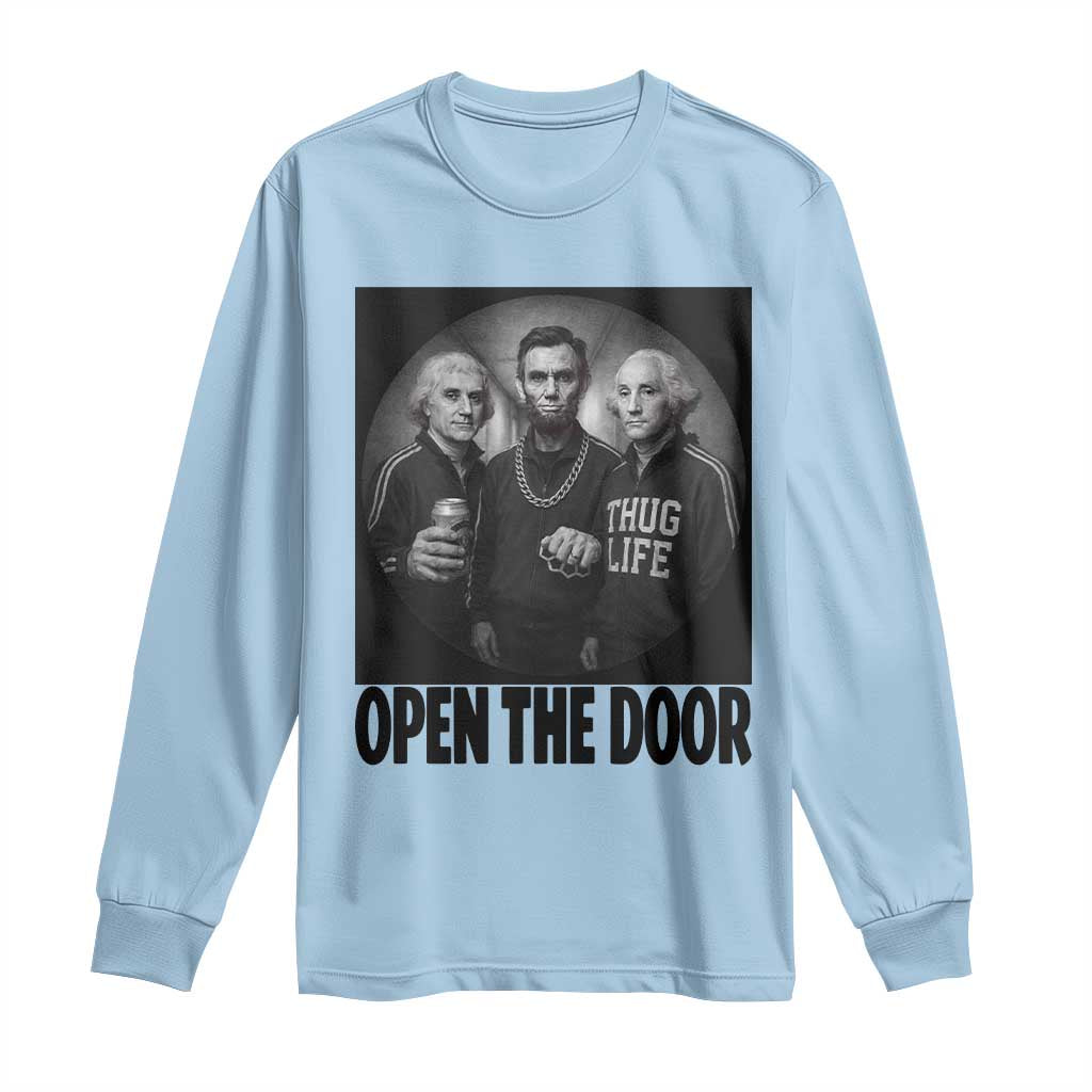 Funny Political American History Long Sleeve Shirt Abraham Lincoln George Washington and Thomas Jefferson Meme TS14 Light Blue Print Your Wear