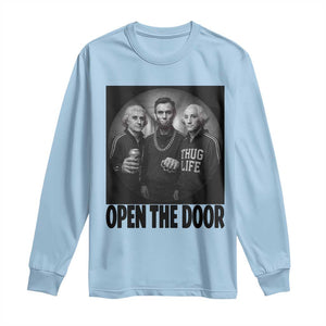 Funny Political American History Long Sleeve Shirt Abraham Lincoln George Washington and Thomas Jefferson Meme TS14 Light Blue Print Your Wear