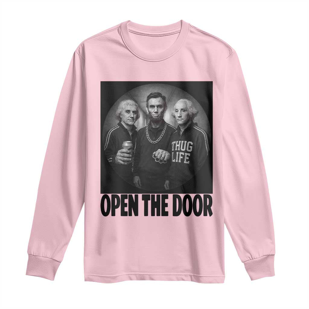 Funny Political American History Long Sleeve Shirt Abraham Lincoln George Washington and Thomas Jefferson Meme TS14 Light Pink Print Your Wear