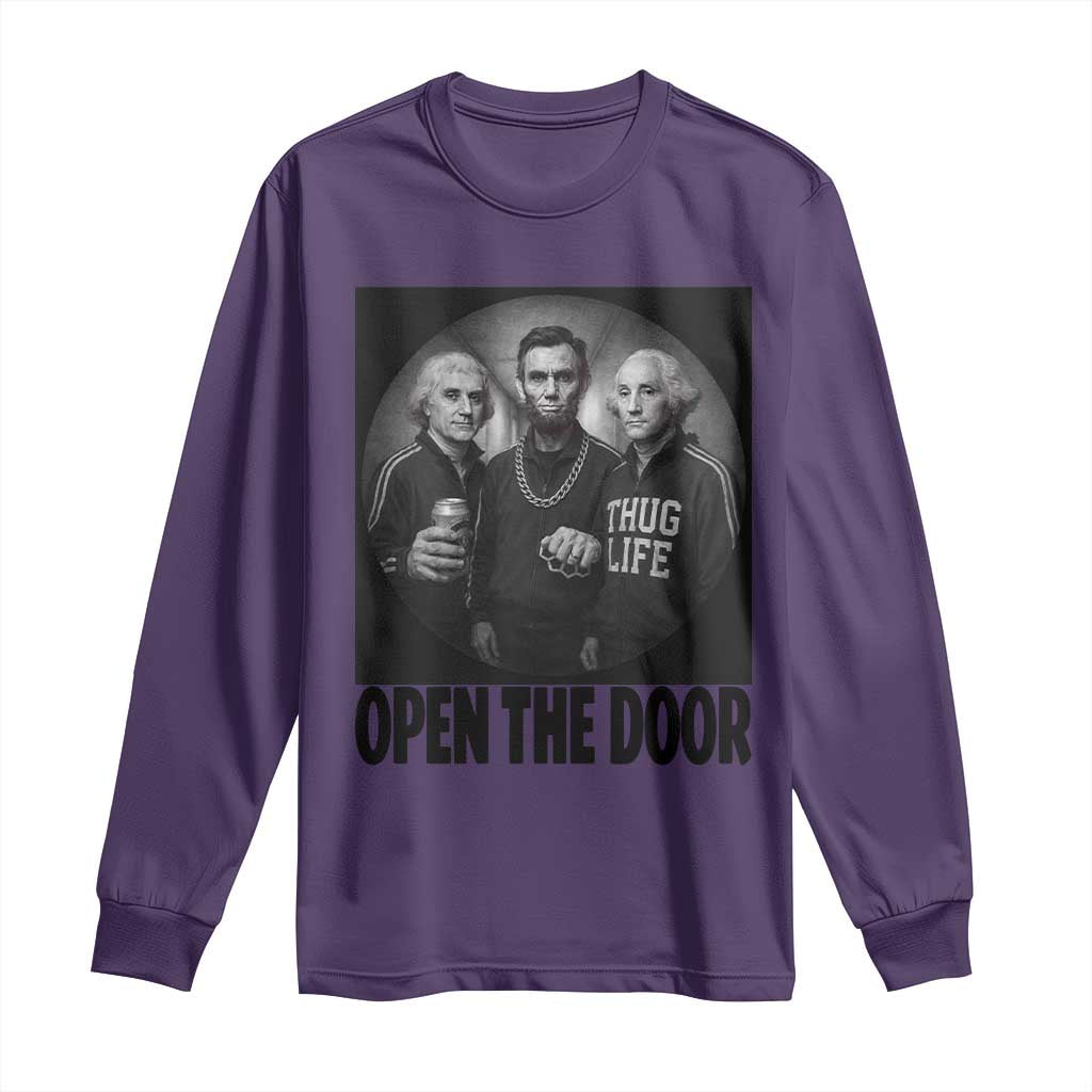 Funny Political American History Long Sleeve Shirt Abraham Lincoln George Washington and Thomas Jefferson Meme TS14 Purple Print Your Wear