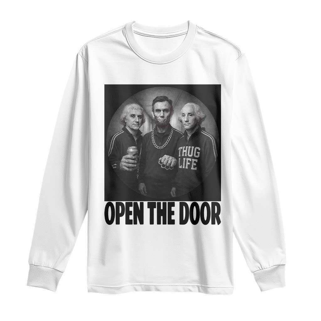Funny Political American History Long Sleeve Shirt Abraham Lincoln George Washington and Thomas Jefferson Meme TS14 White Print Your Wear