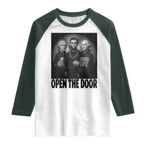 Funny Political American History Raglan Shirt Abraham Lincoln George Washington and Thomas Jefferson Meme TS14 White Dark Forest Green Print Your Wear