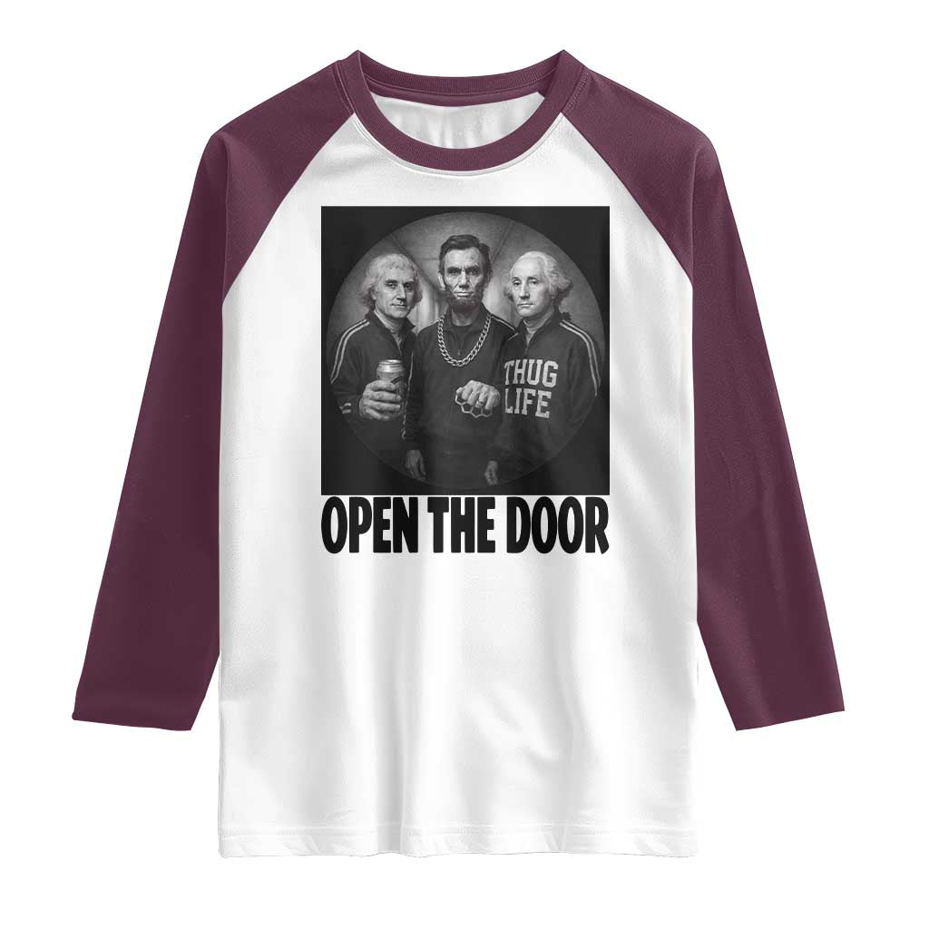 Funny Political American History Raglan Shirt Abraham Lincoln George Washington and Thomas Jefferson Meme TS14 White Maroon Print Your Wear