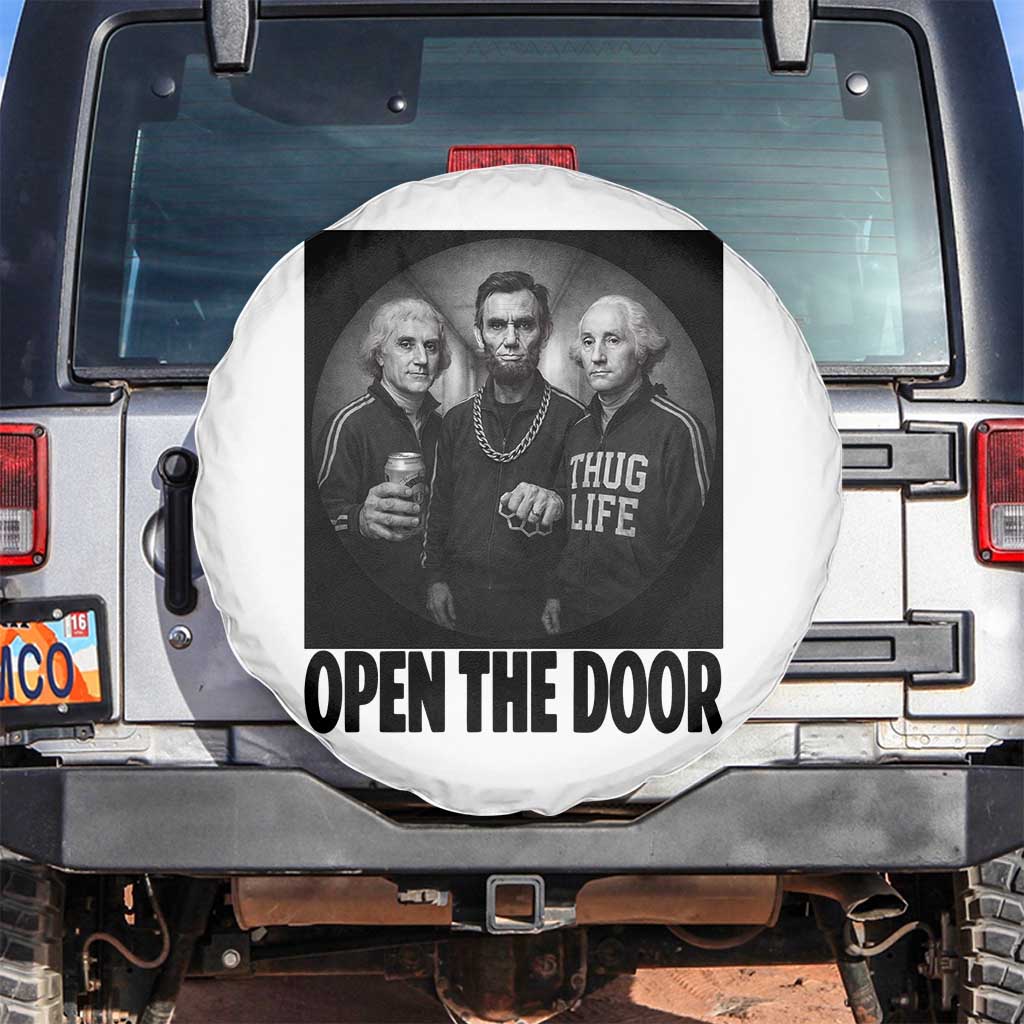 Funny Political American History Spare Tire Cover Abraham Lincoln George Washington and Thomas Jefferson Meme TS14 No hole White Print Your Wear