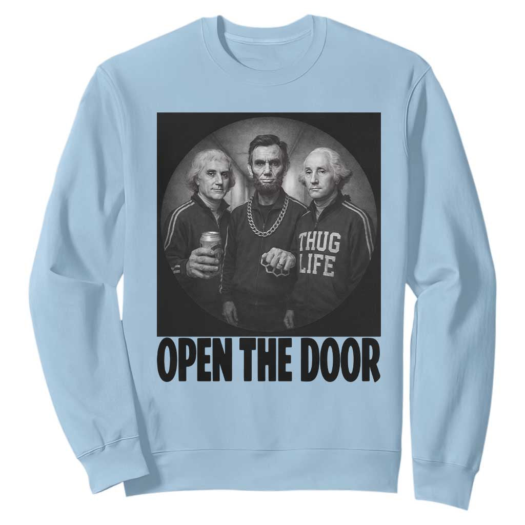 Funny Political American History Sweatshirt Abraham Lincoln George Washington and Thomas Jefferson Meme TS14 Light Blue Print Your Wear