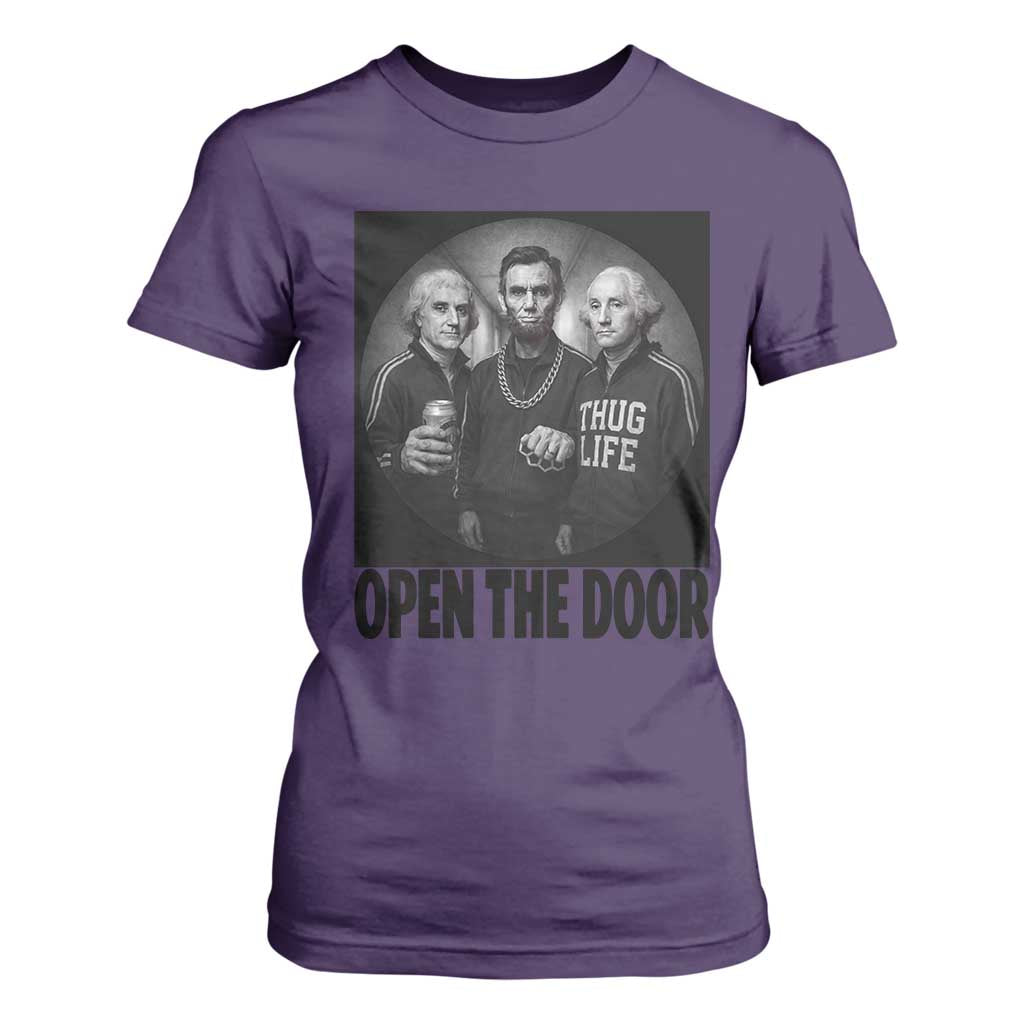 Funny Political American History T Shirt For Women Abraham Lincoln George Washington and Thomas Jefferson Meme TS14 Purple Print Your Wear