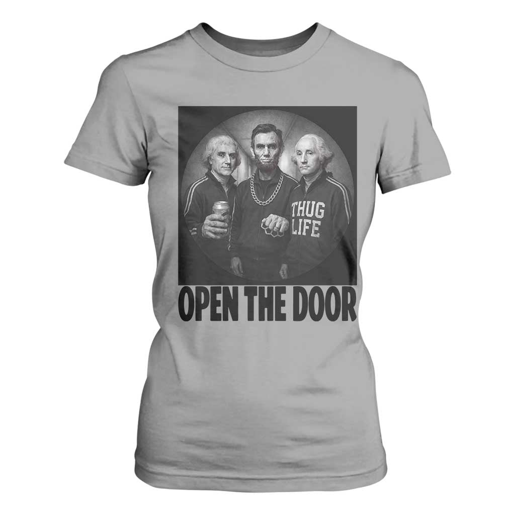Funny Political American History T Shirt For Women Abraham Lincoln George Washington and Thomas Jefferson Meme TS14 Sport Gray Print Your Wear