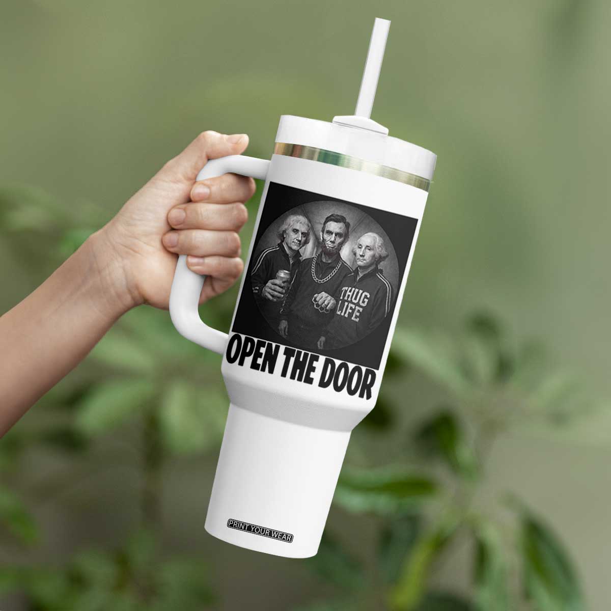 Funny Political American History Tumbler With Handle Abraham Lincoln George Washington and Thomas Jefferson Meme TS14 Print Your Wear