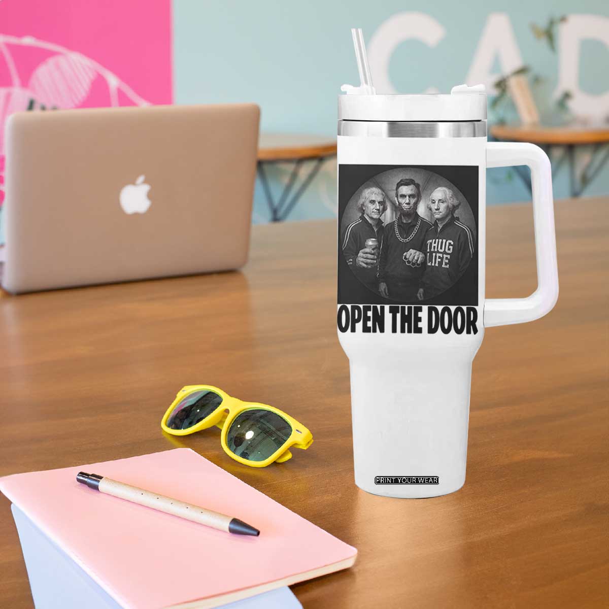Funny Political American History Tumbler With Handle Abraham Lincoln George Washington and Thomas Jefferson Meme TS14 Print Your Wear