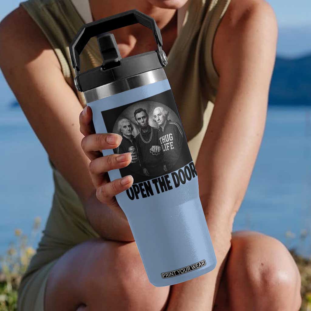 Funny Political American History Flip Straw Tumbler Abraham Lincoln George Washington and Thomas Jefferson Meme TS14 One Size: 30 oz Light Blue Print Your Wear
