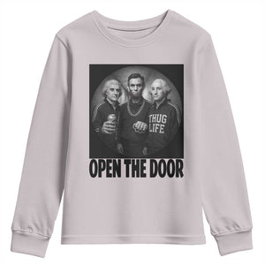 Funny Political American History Youth Sweatshirt Abraham Lincoln George Washington and Thomas Jefferson Meme TS14 Ice Gray Print Your Wear