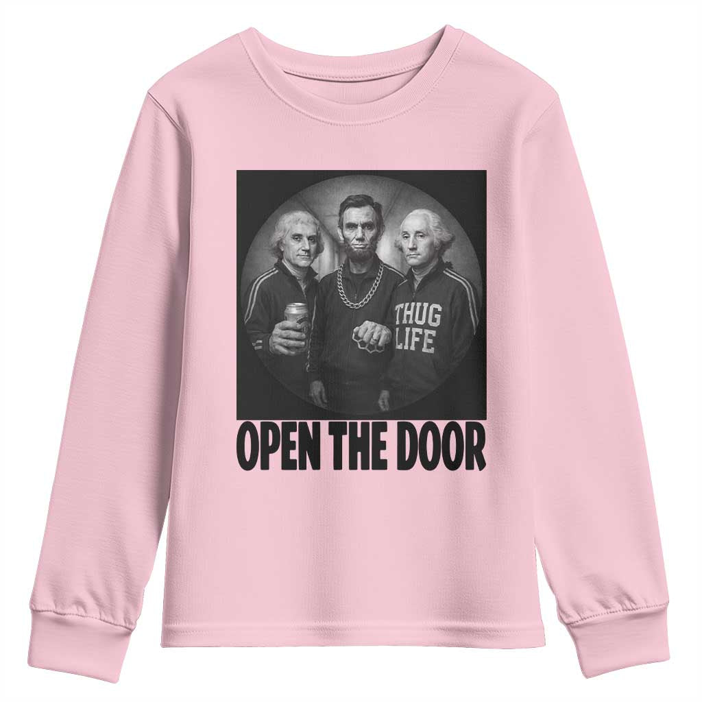 Funny Political American History Youth Sweatshirt Abraham Lincoln George Washington and Thomas Jefferson Meme TS14 Light Pink Print Your Wear