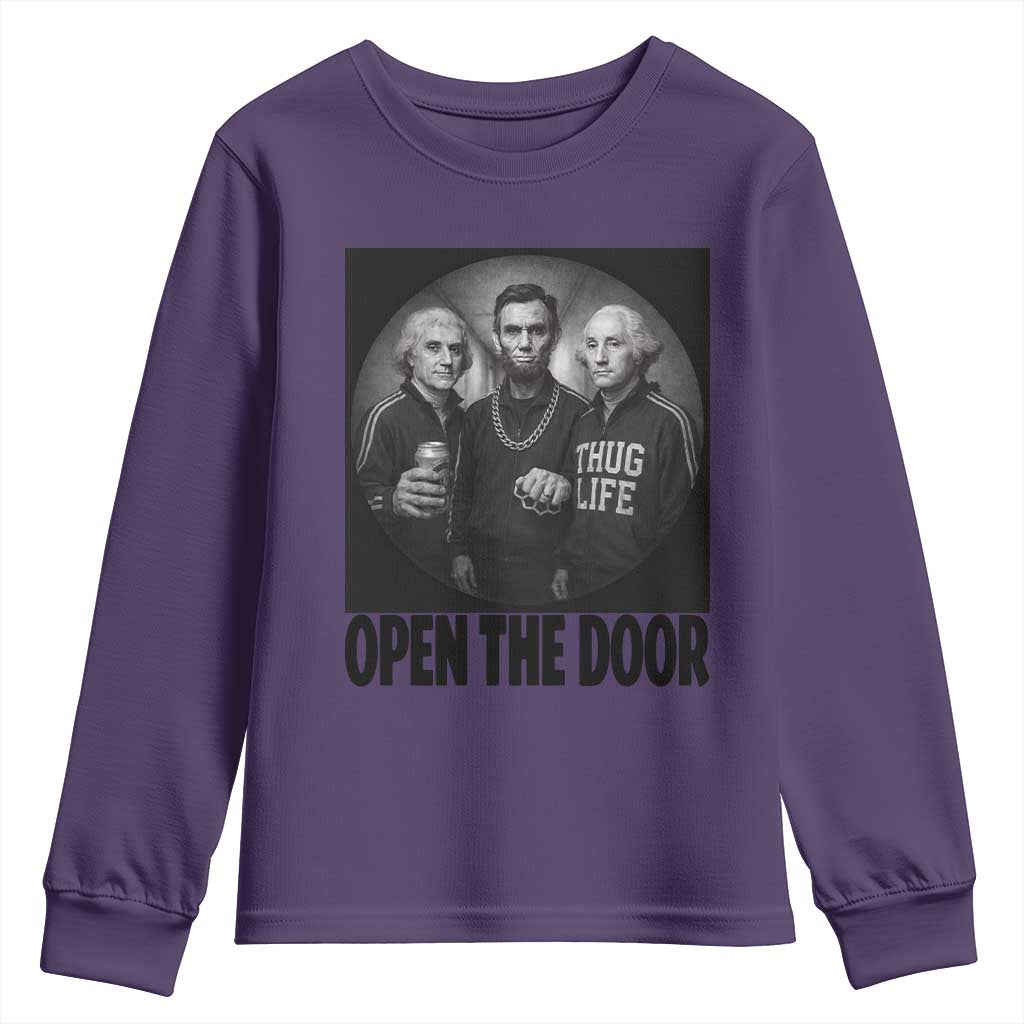 Funny Political American History Youth Sweatshirt Abraham Lincoln George Washington and Thomas Jefferson Meme TS14 Purple Print Your Wear