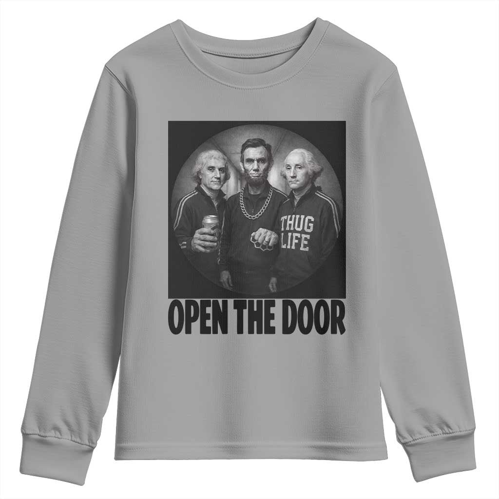 Funny Political American History Youth Sweatshirt Abraham Lincoln George Washington and Thomas Jefferson Meme TS14 Sport Gray Print Your Wear