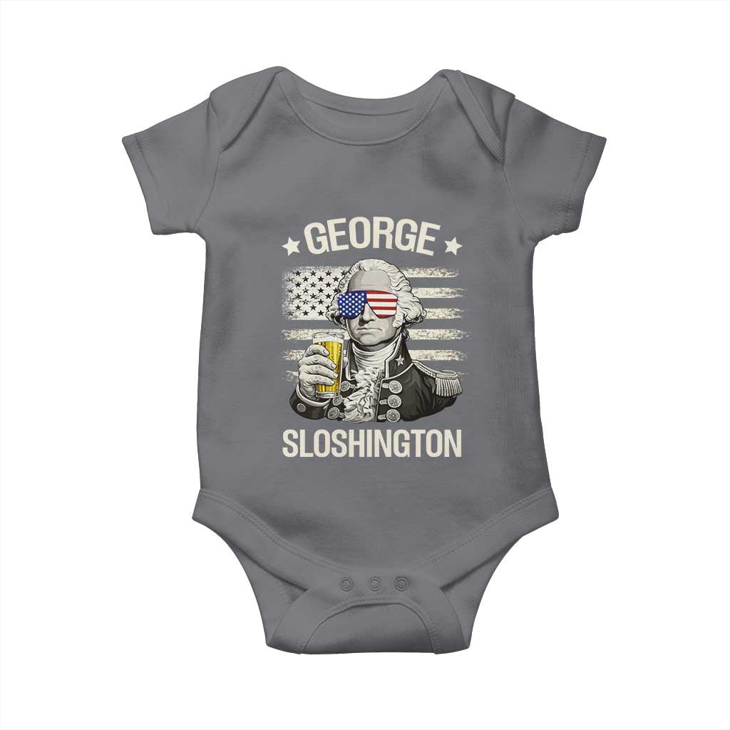 George Sloshington Washington Baby Onesie 4th of July America Flag Beer TS14 Charcoal Print Your Wear