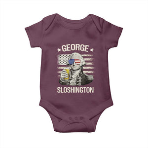 George Sloshington Washington Baby Onesie 4th of July America Flag Beer TS14 Maroon Print Your Wear