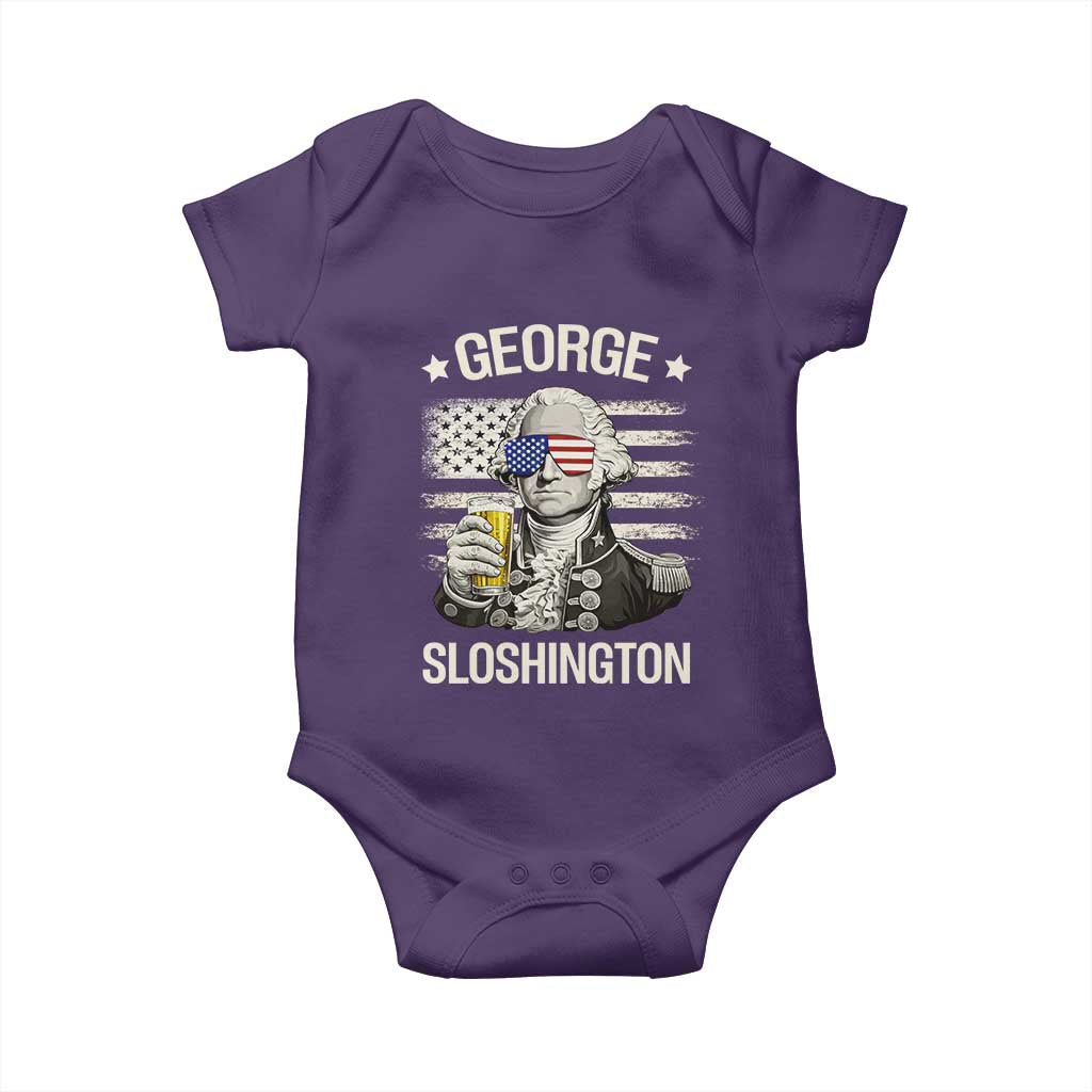 George Sloshington Washington Baby Onesie 4th of July America Flag Beer TS14 Purple Print Your Wear