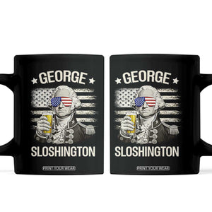 George Sloshington Washington Coffee Mug 4th of July America Flag Beer TS14 Black Print Your Wear