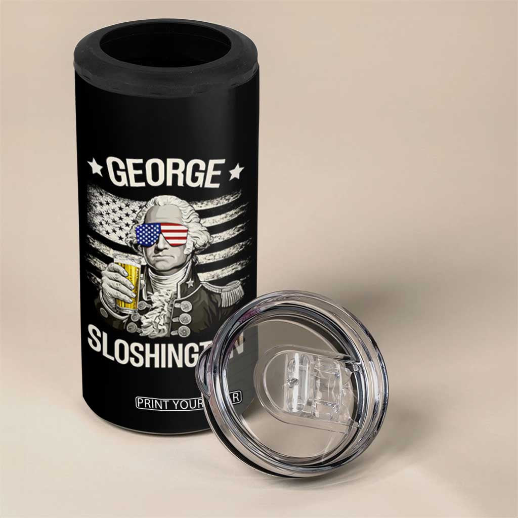 George Sloshington Washington 4 in 1 Can Cooler Tumbler 4th of July America Flag Beer TS14 Print Your Wear