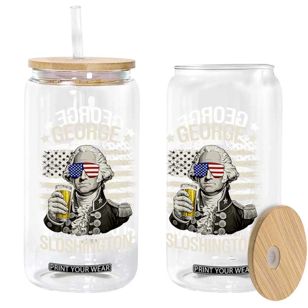 George Sloshington Washington Glass Can 4th of July America Flag Beer TS14 Print Your Wear