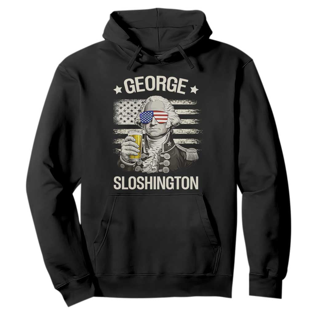 George Sloshington Washington Hoodie 4th of July America Flag Beer TS14 Black Print Your Wear