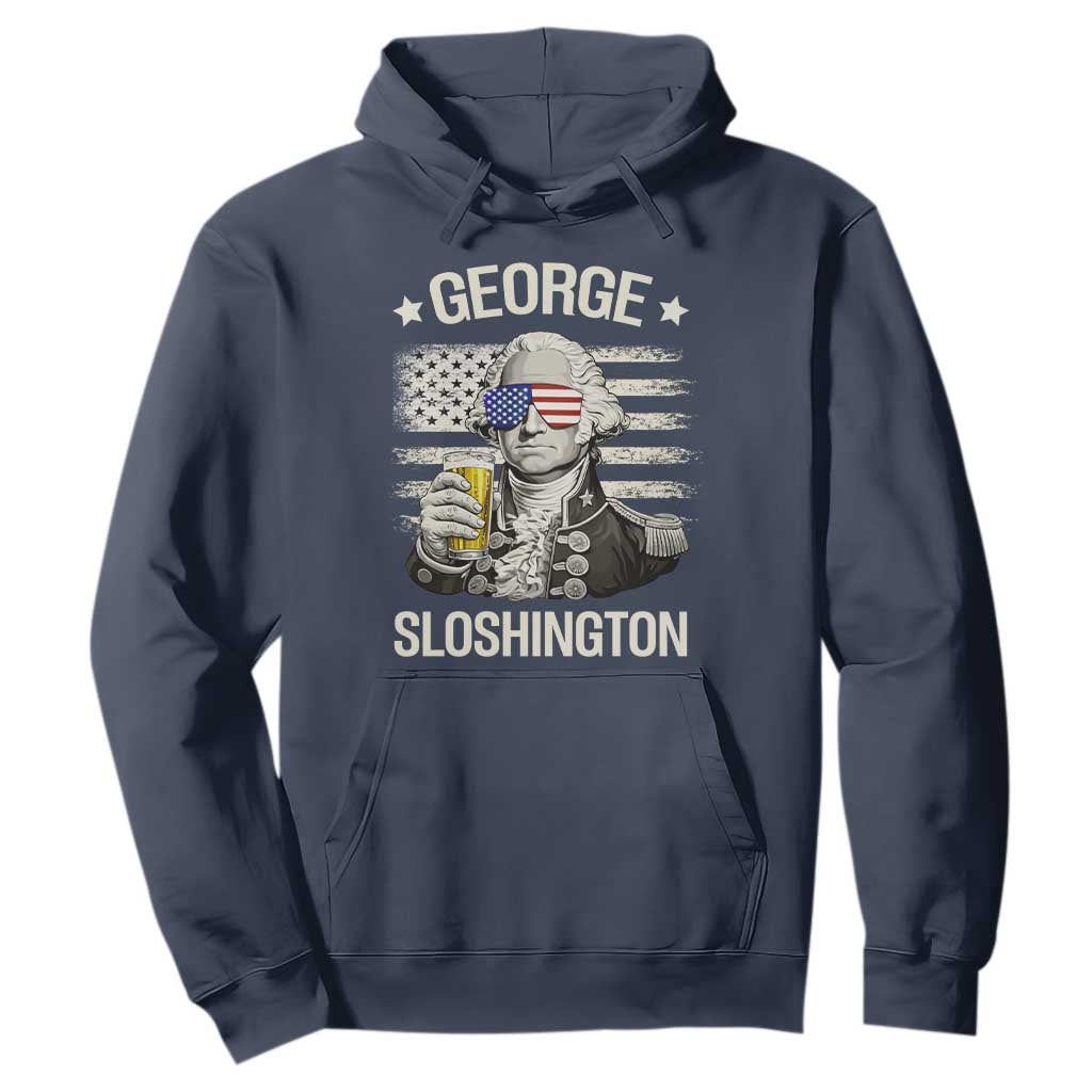 George Sloshington Washington Hoodie 4th of July America Flag Beer TS14 Navy Print Your Wear