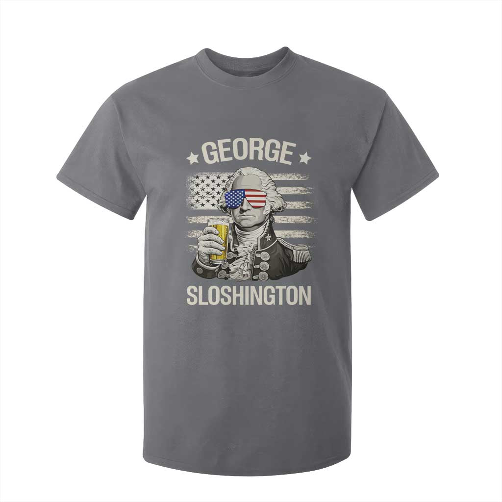 George Sloshington Washington T Shirt For Kid 4th of July America Flag Beer TS14 Charcoal Print Your Wear